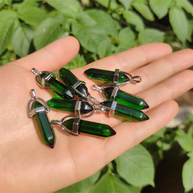 Crystal Hexagonal Pendant Necklace - European & American Popular Luminous Bullet Head Design