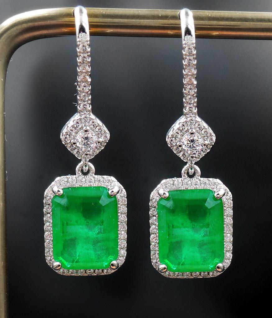 Jewelry Direct Sales Simulation Emerald Colored Treasure Earrings Retro Earrings Earrings Jewelry