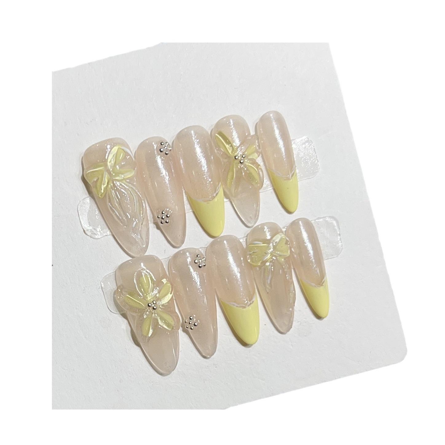 

Бант Ледяной Цветок Ношение Брони Продвинутый Трехмерный Рельеф Маникюр Готовый Ледяной Голый Французский Съемная Броня Large L