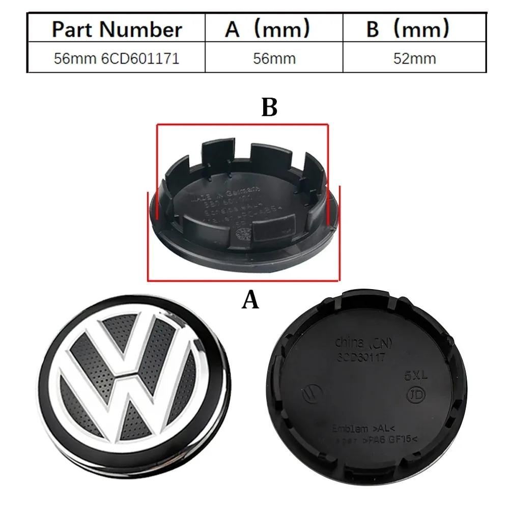 WGLRK1 3B7601171 1J0601171 Para VW Volkswagen, 4 piezas, 60MM 56MM 65MM 70MM, Tapas de buje de rueda con emblema para coche Golf, Acces