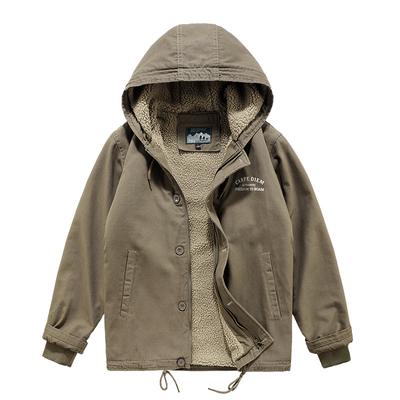 Winter Hooded Lamb Velvet Cotton Coat for Men, Thickened Velvet, Loose Cotton Jacket, Casual Youth Cotton Coat