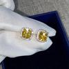 CC Earrings For Women 925 Silver Needle Square Cubic Zirconia Bridal Wedding Brincos Fine Jewelry Stud Earring CCE643
