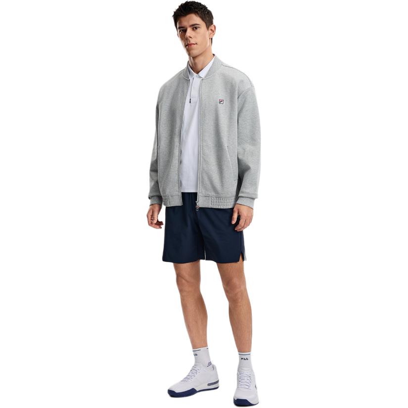 Fila Tennis Sports Minimalist Loose Fit Stand Collar Zip Knit Sweater Unisex Sweater A51U613501F-MG