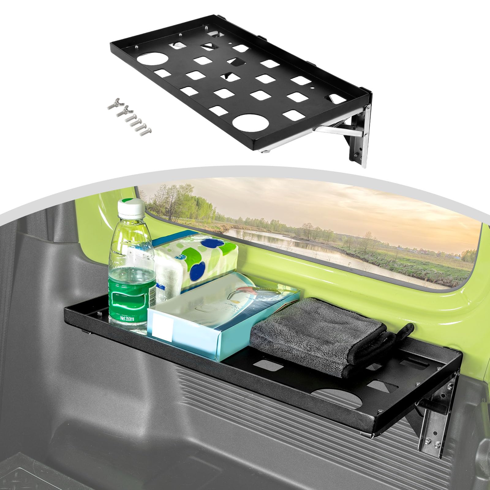 

Столик складной ANTC на заднюю дверь для Jimny, задняя дверь, Jeep Wrangler, груз, алюминий, подходит для мелких предметов и в качестве столика, многоцелевой JB64/JB74,