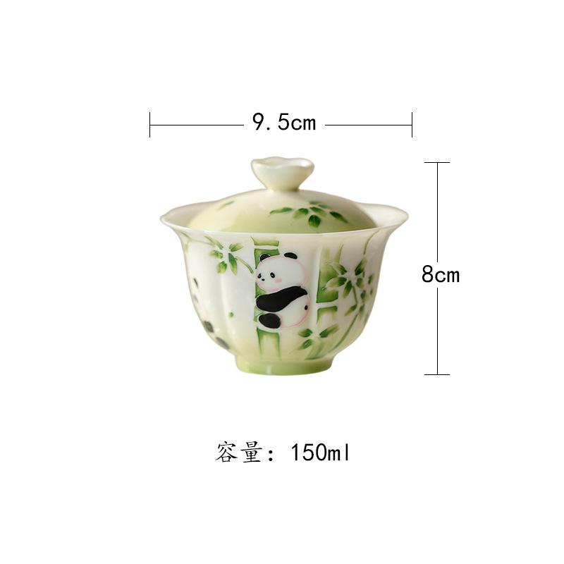 

150ml Hand-painted Panda Gaiwan Aesthetic Tea Tureen Household Tea Bowl With Lid Kit Tea Making Cover Bowl Cafes Decoration