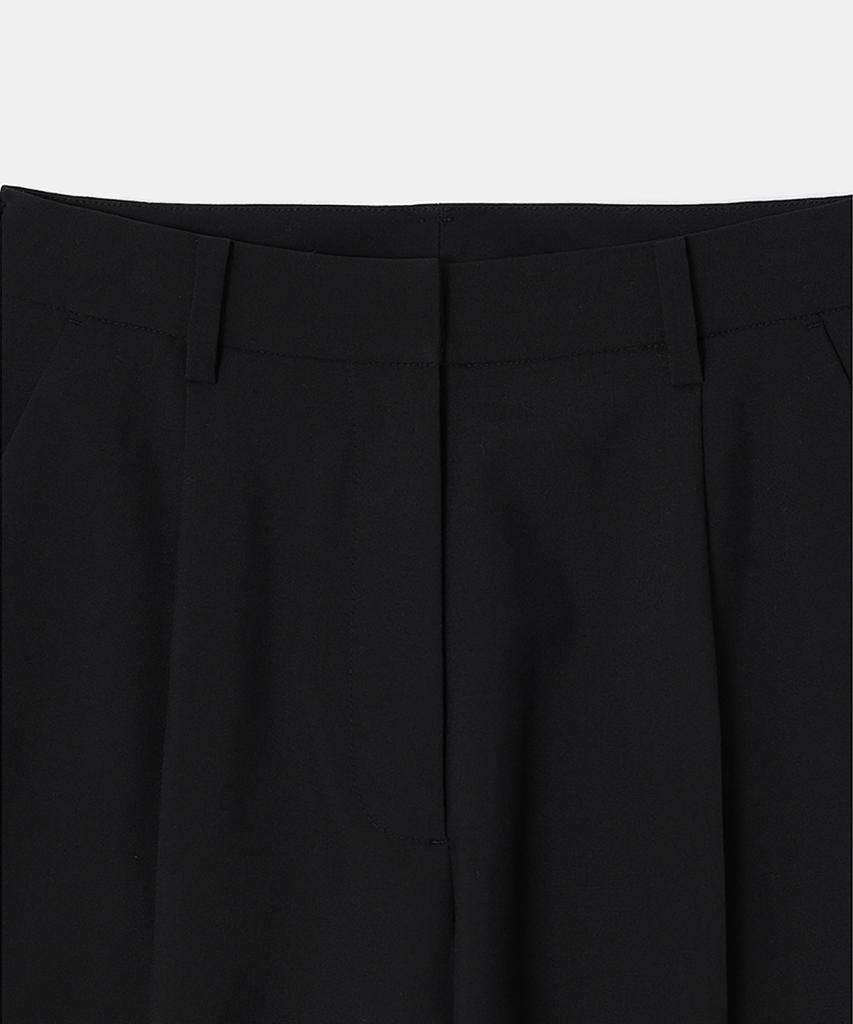 NOIRER FOR WOMAN Summer Wool Single-Pleat Slacks (Black)