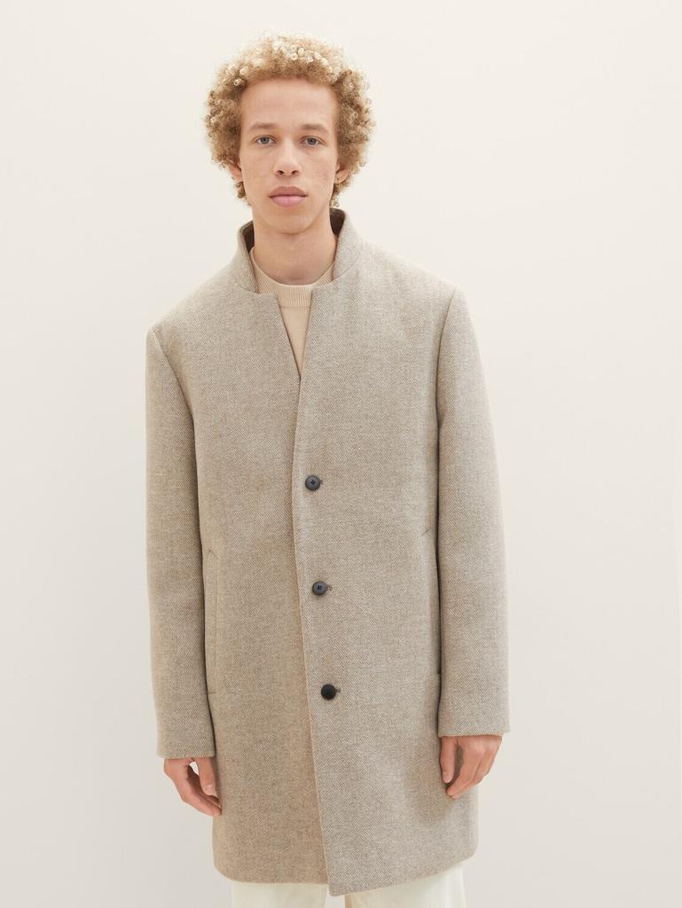 Winter Jacket Tom Tailor Denim Coat with Stand-up Collar (1037399) Sand with White Twill Structure