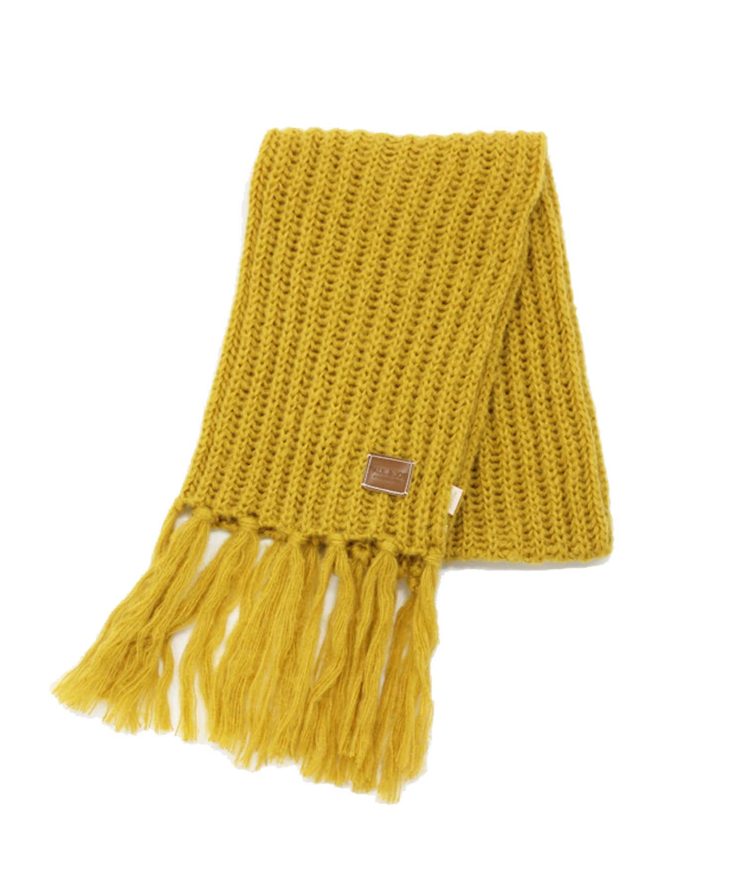 

Paul Joe Moonbat ACCESSOIRES Voluminous Knit Scarf with Brand Logo Mustard Yellow & Patch, 44583,