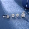 2025 Zirconia Stone Diamond Clavicle Chain Simple Inlaid Zirconia Ring Earnail Pendant Three Piece Set Birthday Gift