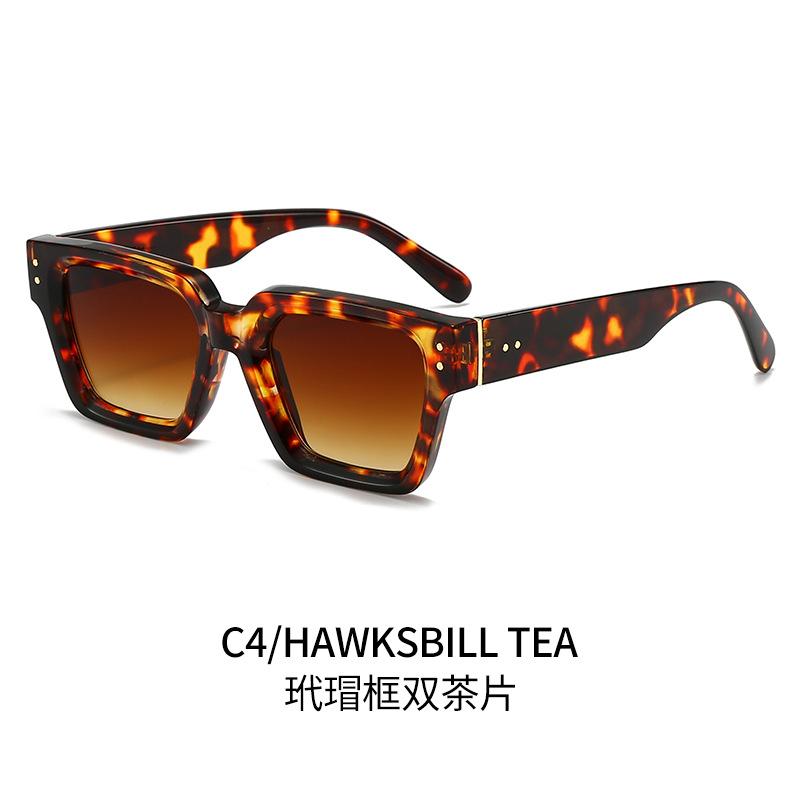 

Trendy Orange Square Thick Frame Sunglasses Women sunglass men Stylish glasses High-End Shades