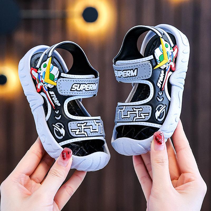

Children s Summer Sandals for Boys, New Soft Sole Non-Slip Baby Beach Sandals for Girls and Older Kids 21Code серый