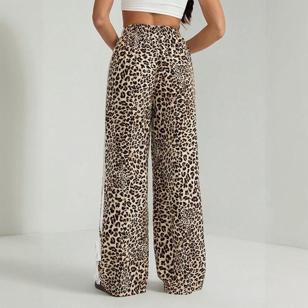 Women's High Waist Sports Pants Loose Wide Leg Pants Contrast Striped Casual Pants