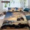 Pirate Duvet Cover Set Queen Sailboat Comforter Set Nautical Ocean Bedding Set Cool Style Quilt Co
