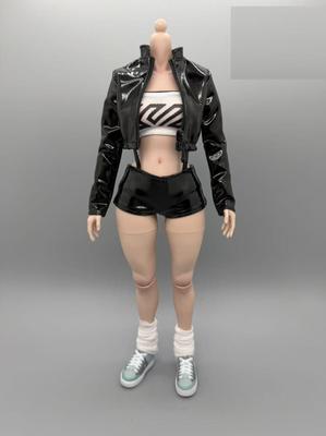 [TOYBARJAPAN] Set di Accessori per Action Figure in Scala 1/6 (Adatto per TBLeague e altri tipi di corpo) CJG-075 Tuta Sexy Senza Spalline da Donna, Pantaloncini e Finta Pelle