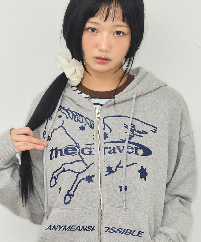 Graver [Unisex] Unicorn Zip-Up Hoodie_2Color