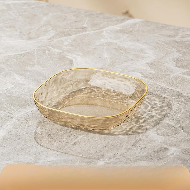 Square Trays with Golden Borders, Suitable for Serving,  Fruits, Desserts, Cakes, Snacks, Breakfast