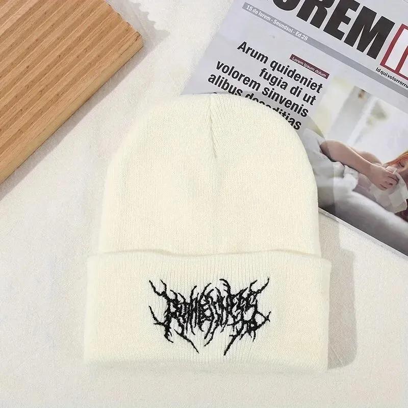 Warme Damen- und Herren-Wintermützen Gothic Street Punk Gestrickt Modisch Warm Ausgehen Winddicht Trendiges Design Einfarbig