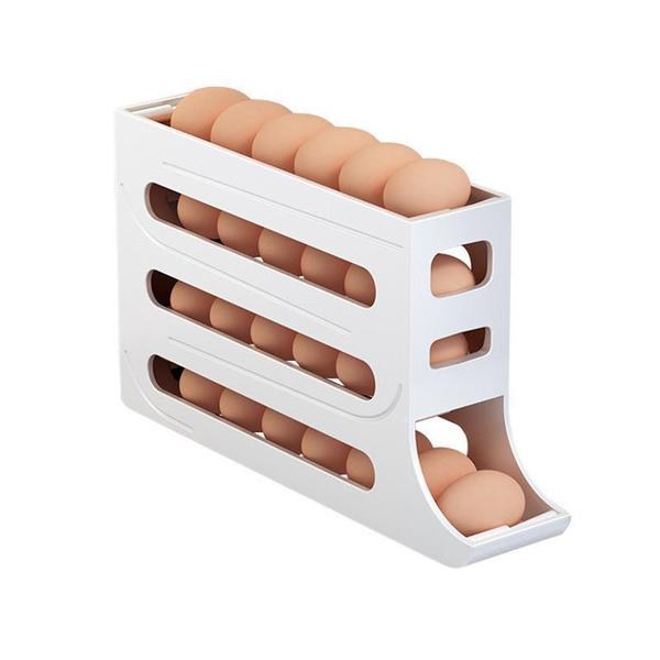 1PC Rolling Egg Dispenser Refrigerator Organizers Containers Storage Box Automatic Sliding Spiral Egg Holder Home Kitchen Gadgets