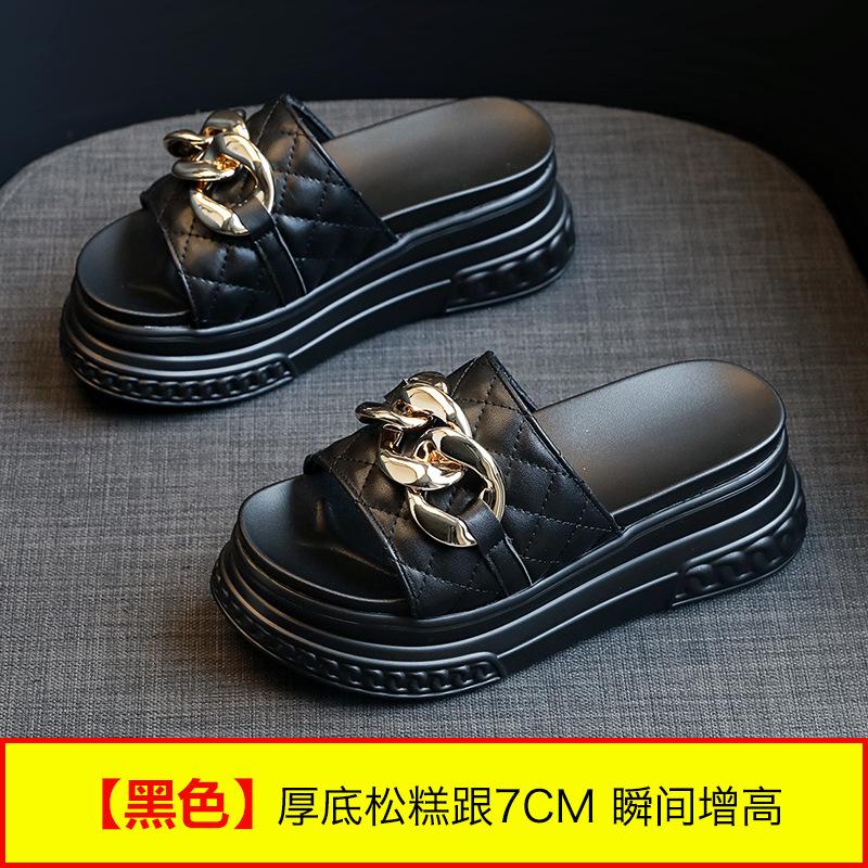 2025 summer cool slippers women's summer outer wear women's thick-bottomed muffin buckle ins wind half drag comfortable can be worn outside