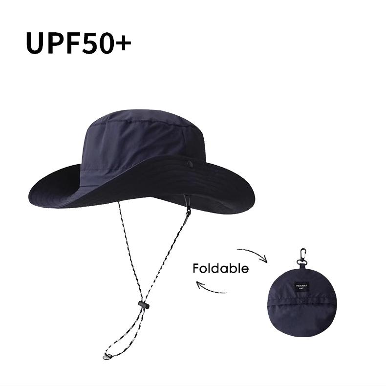 Chapéu de Pescador ao Ar Livre Dobrável Moda Balde À Prova de Vento Impermeável Com Cordão de Amarrar Ajustável Chapéu de Montanha para Acampamento ao Ar Livre Viagem