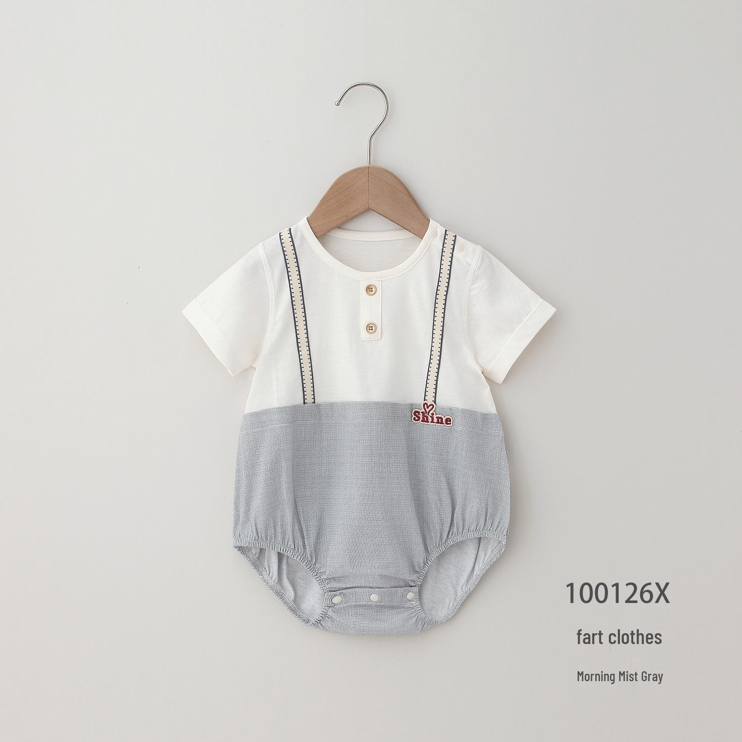 Ou Yuan Gentle Summer Baby Boy British Style Cotton Bodysuit - Breathable and Lightweight 80 cm