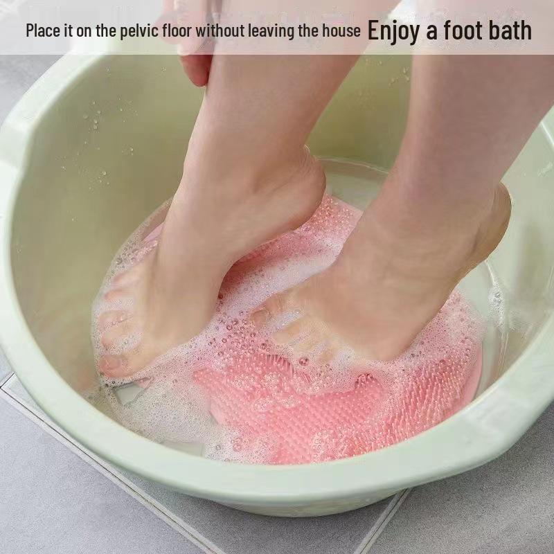 Multifunktionale Rutschfeste Badematte mit Fuß- und Rückenpeeling, Entfernung abgestorbener Haut und Großen Saugnäpfen  rosa