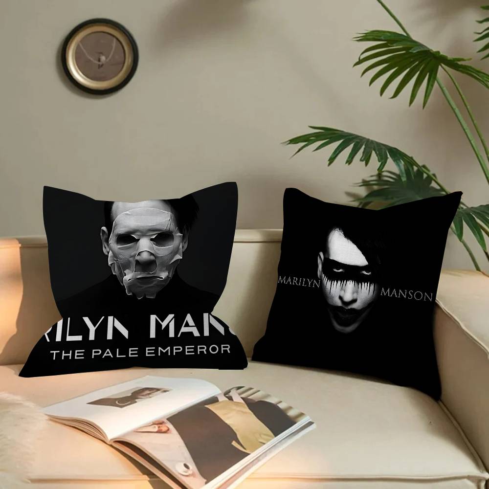 Rock Band M-Marilyn M-Manson Cushion Cover Pillowcase Upholstery Sofa Throw Pillow Home Decor Pillowcas