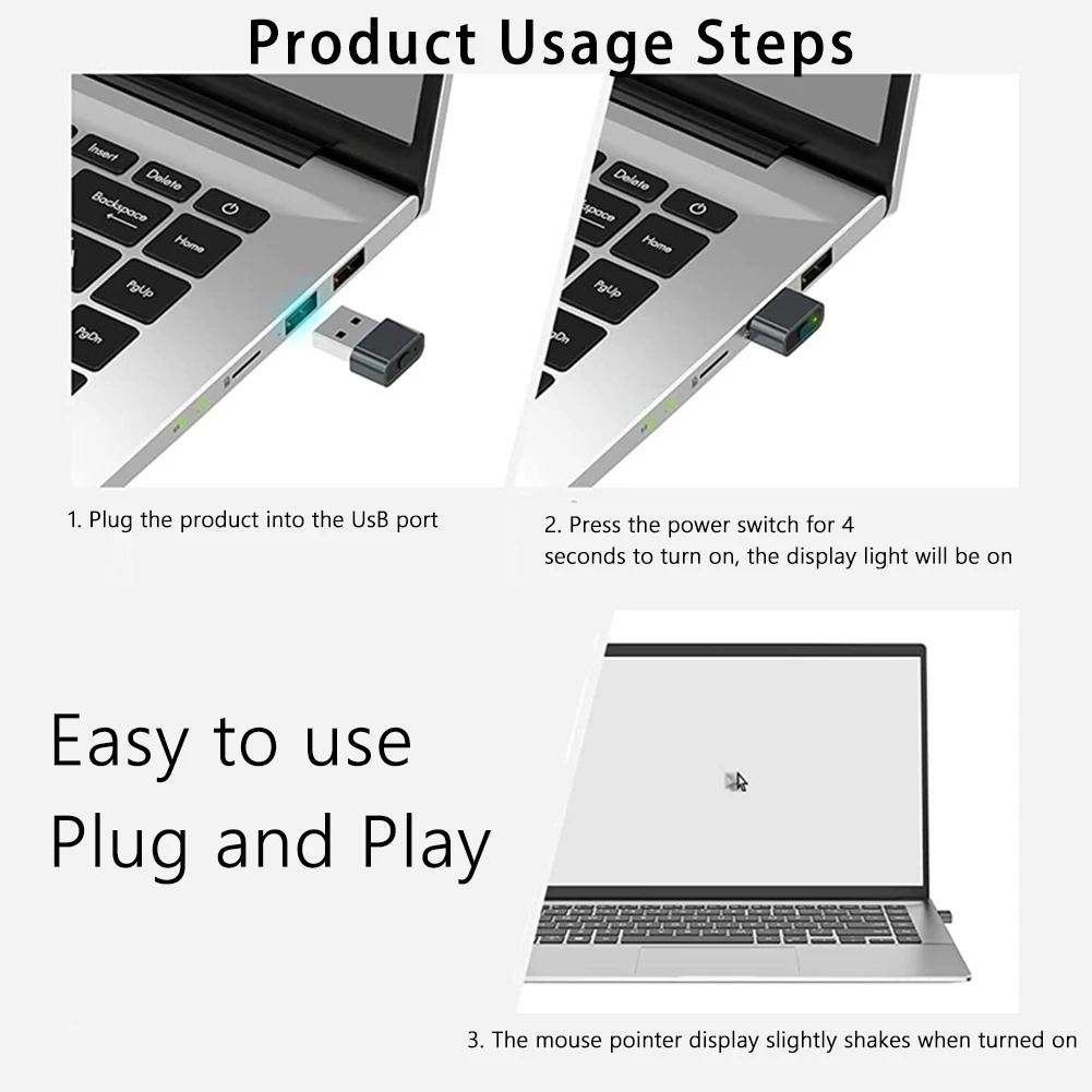 Mouse Jiggler Undetectable Automatic Mover USB/Type-C Port Shaker Wiggler Plug and Play Keeps Awake With ON/OFF Switch For PC