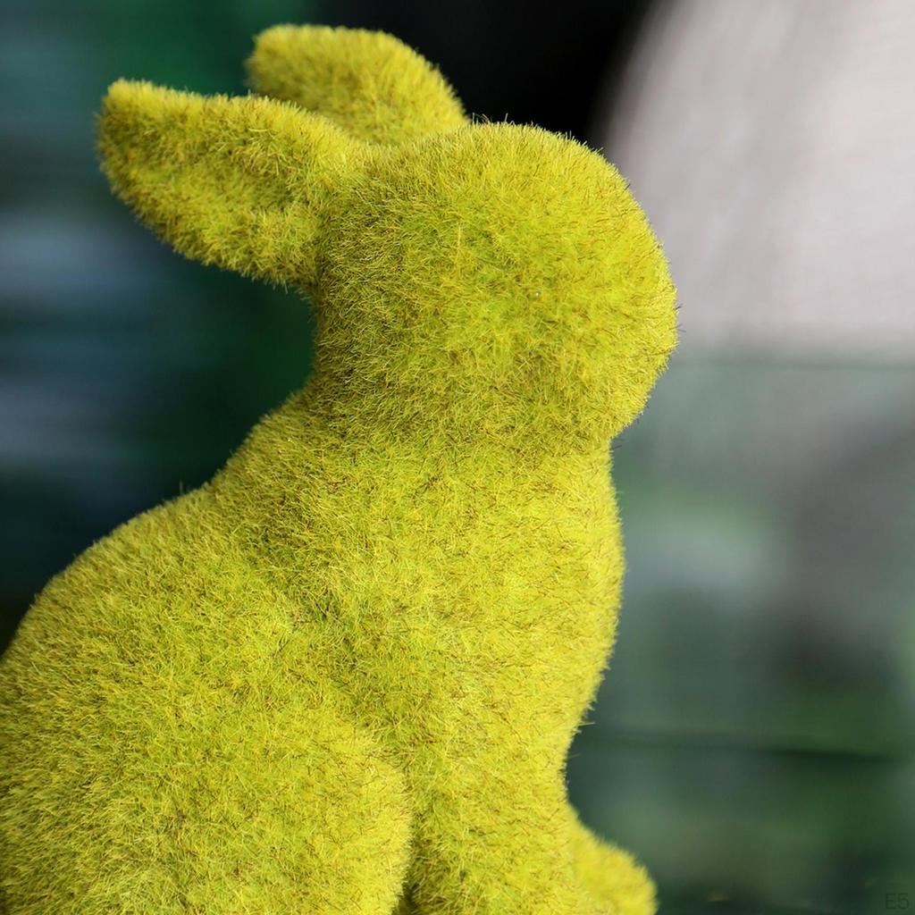 Flocked Rabbit Fairy Garden Statue Figurine Yard Bunny Sculpture Indoor and Outdoor Office Hotel