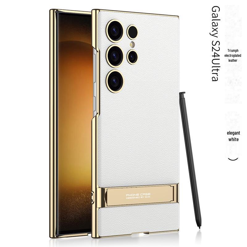 

Ультратонкий гальванизированный кожаный чехол-подставка для Samsung S24 Ultra/Plus - Противоударная защитная накладка Samsung S23 Ultra
