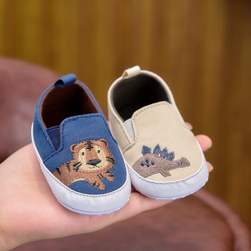 Baby Cartoon Canvas-Schuhe zum Hineinschlüpfen, Weiche Sohle, 0-12 Monate