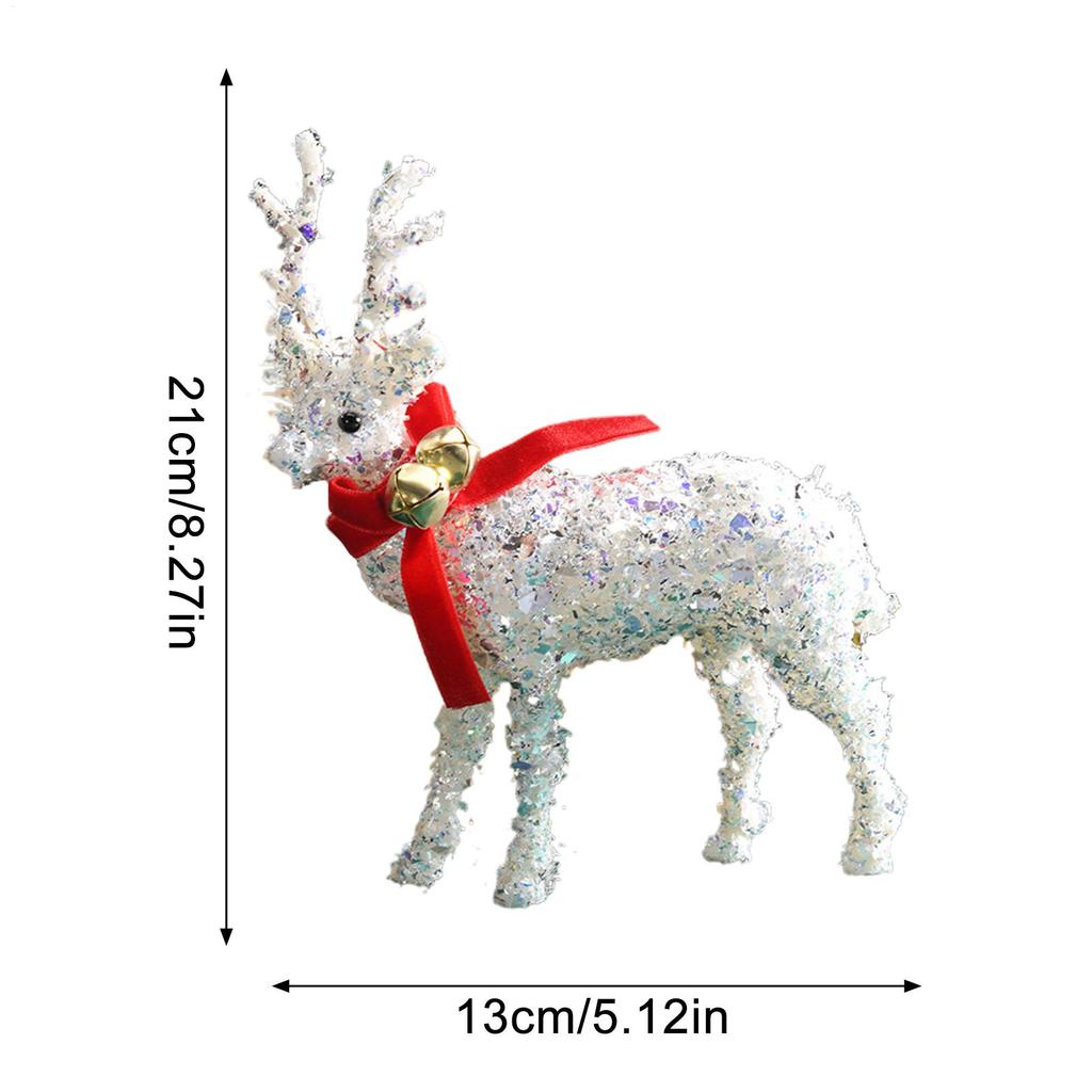 Christmas Deer Figurines Glittering Reindeer Sculpture Christmas Deer Decorations Indoor Wear Scarf For Home Winter Holiday