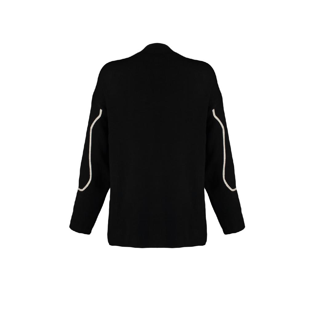 Ecru Stripe Piping Detailed Knitwear Sweater Tctaw22ak0002