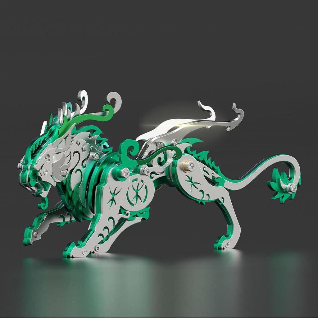 3D DIY Mini Metal Bian Tiger Model, Ancient Chinese Beasts Assembly Kit Toys, 3D Jigsaw Puzzles for Adults, Creative Ornament Toy Gift (92PCS/Green)