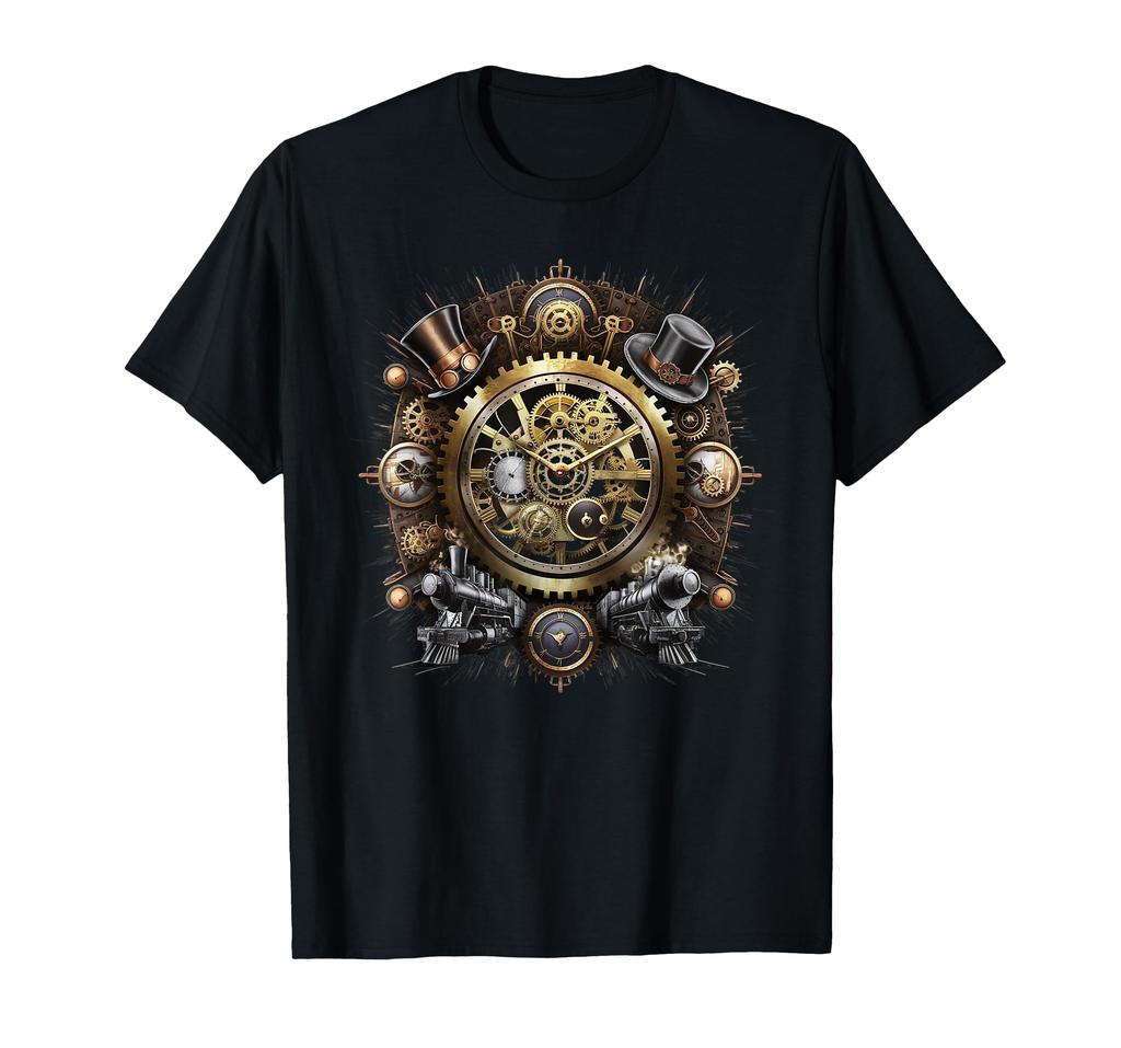 Classic steampunk elements such as gears, cogs, etc. T-shirt