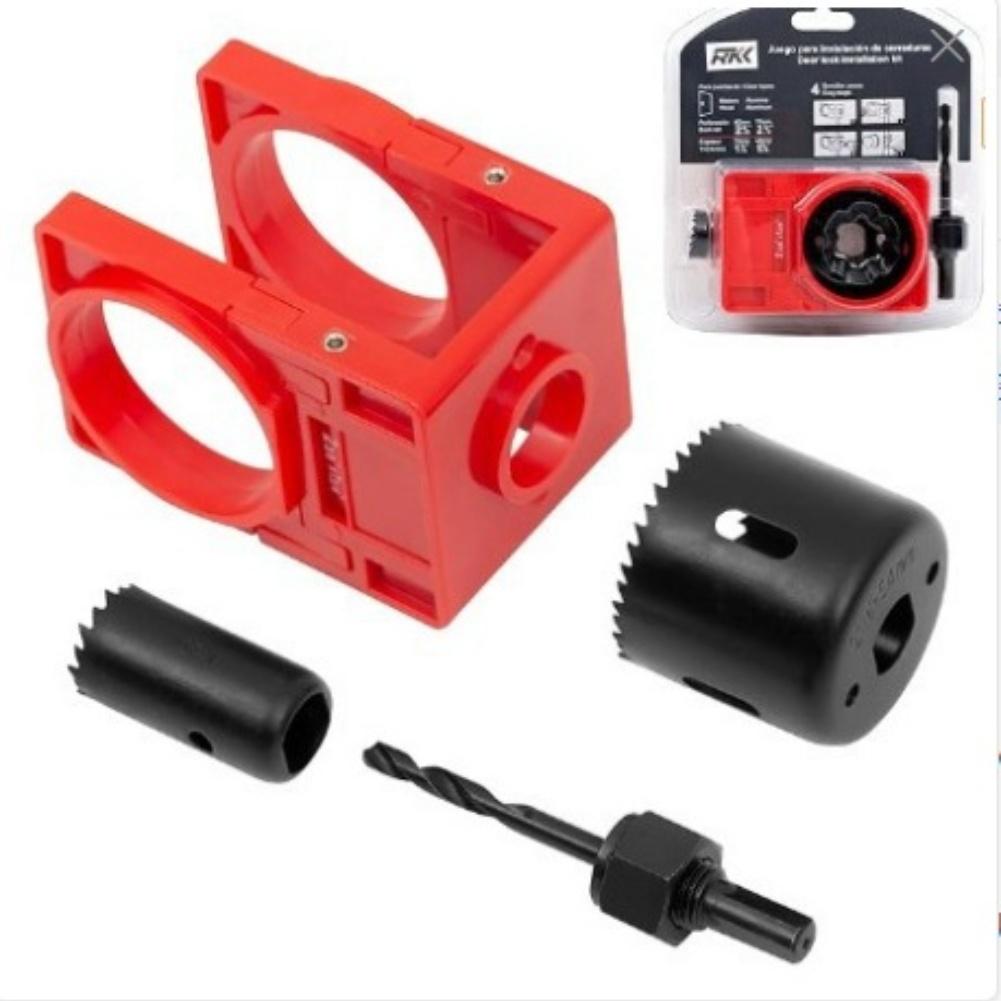 Door Lock Installation Kit Adjustable Plastic Guide Template Easy 4-Step Setup For Wooden Doors Installing Knob