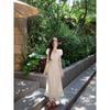 Sweet Wind Bow Lace-up Jacquard Dress Women's Summer Casual High-end Temperament Waist and Thin A-shaped Long Dress