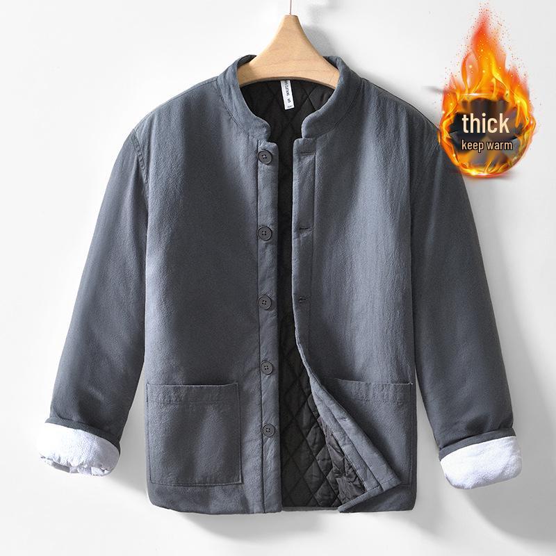 Retro Casual Men's Stand Collar Warm Cotton Jacket