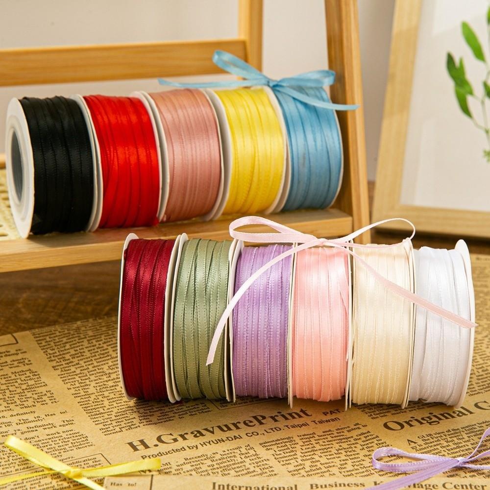 DIY Gift Wrapping Double Sided Satin Ribbon Handmade Bows Bridal Bouquets Bouquet Ribbons Colorful 3MM Width Solid Satin Ribbons