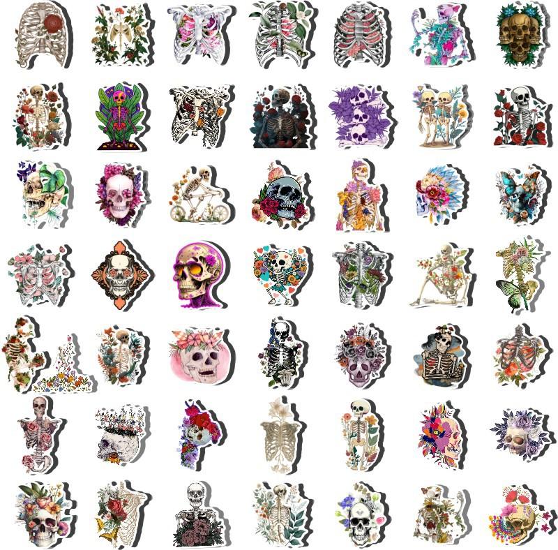 10 30 50Pcs Rosette Skull Stickers For Suitcase Skateboard Laptop Luggage Phone Car Styling Diy Decal Pegatinas