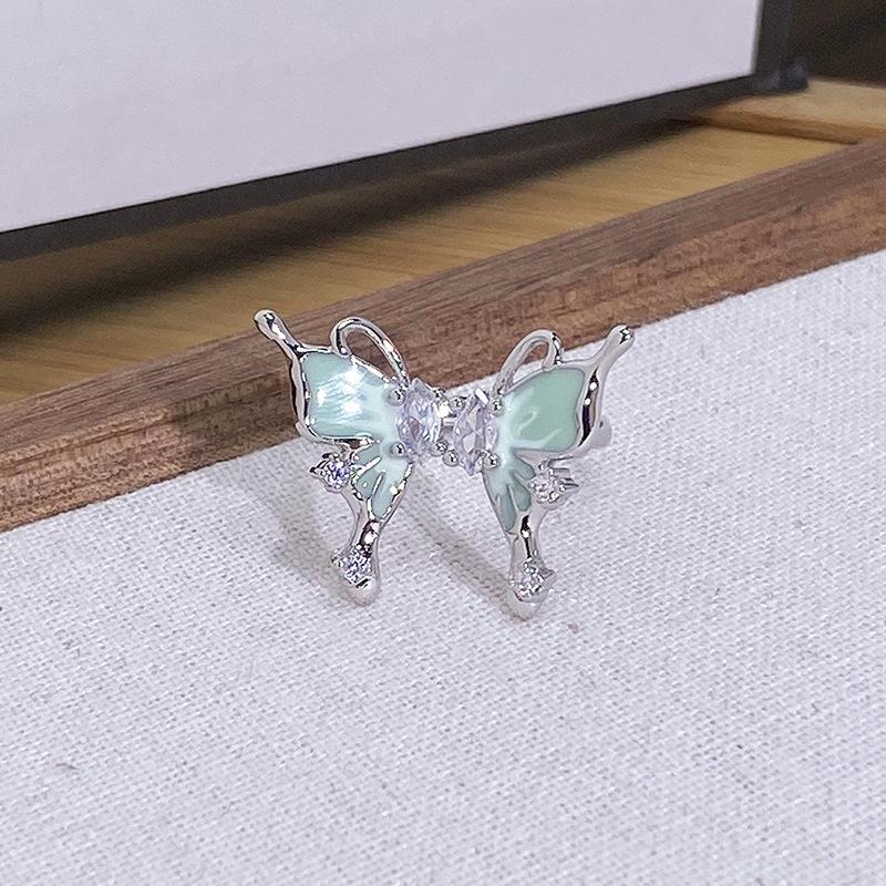 Mint Matcha Milk Green Butterfly Open Ring Women'S Niche Design Small Fresh And Cold Ring