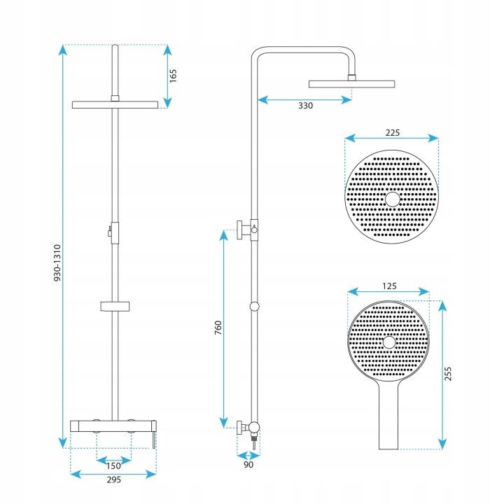Rea Foss Matte Brushed Gold Exposed Shower Set