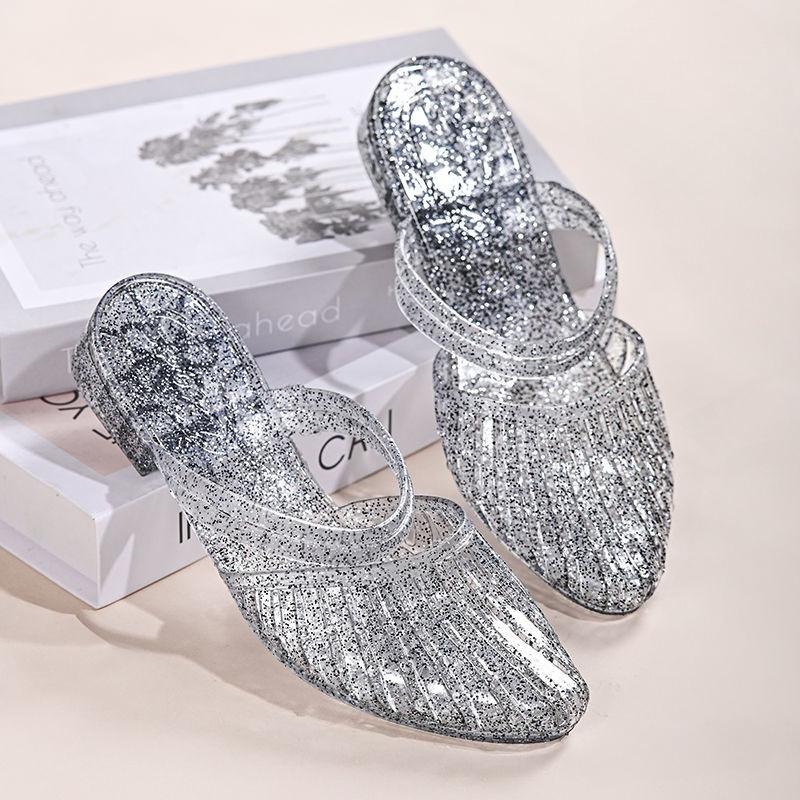 Shoes Low Heel Jelly Slides On Beach Women's Mules Slippers and Ladies Sandals Offer Clappers Vip Stylish Unique Wholesale Eva