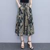 2026 Summer Women's Loose Cotton Silk Wide-Leg Skirt-Pants - Lightweight Plus Size Casual Cropped Trousers