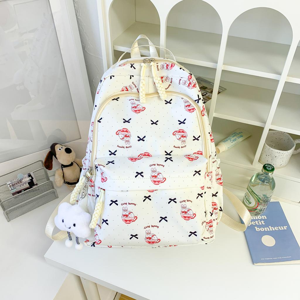 Schoolbag cartoon graffiti backpack ins cute college student large capacity girl junior high school girl schoolbag casual versatile backpack