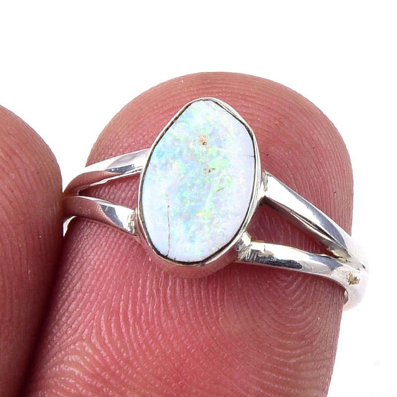 

Natural Australian Opal Gemstone 925 Solid Sterling Silver Jewelry Ring S.6 j5s52