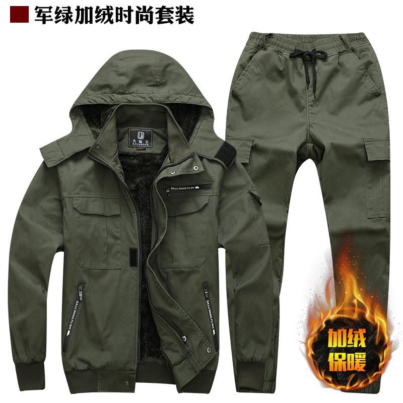 

Velvet Thick Cotton Elastic Overalls Men s Suit Warm Cold-resistant Wear-resistant Anti-scalding Labor Protection Camouflage Clothes 165 yards recommended 90-110 kg