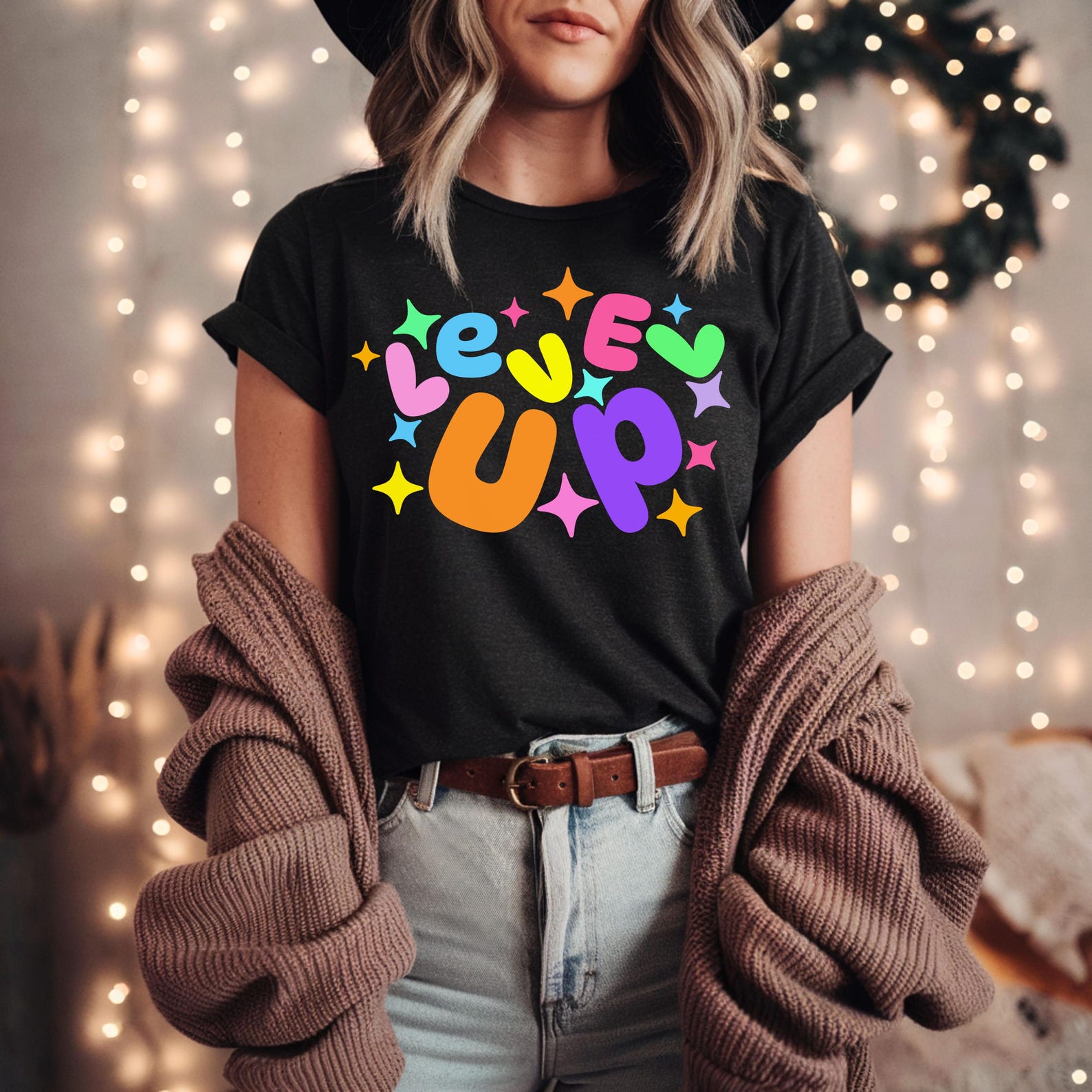 Colorful Level Up Gamer Shirt Kawaii Gaming Shirt Funny Video Game Tee Gamer Birthday Gift Cute Gamer Girl Gift Vibrant Aesthetic Shirt M