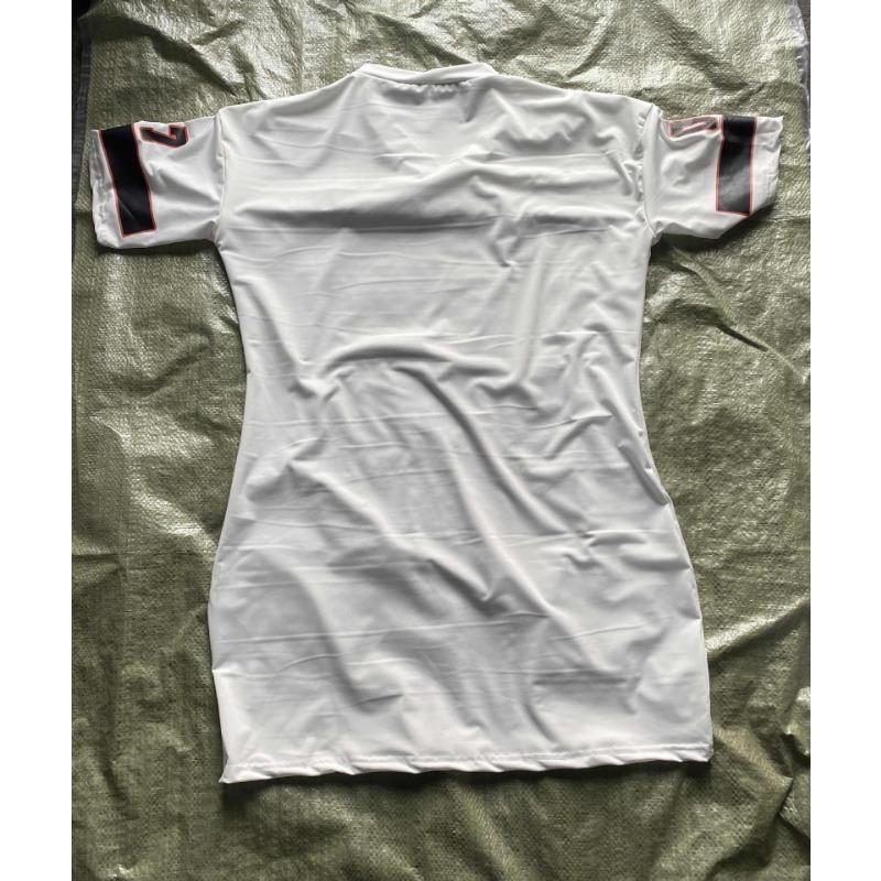 Women European Style Casual Letter Print Short Sleeve V Neck T Shirt Dress