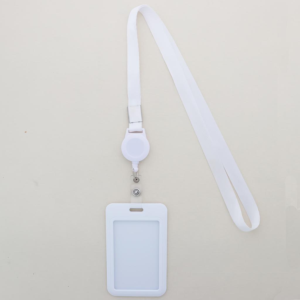 Pure Color Retractable Badge Reel Retractable Teacher Lanyard with Name Card Badge Holder Neck Strap Keychian Accessories Gift